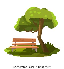Bench in the park. Vector illustration.