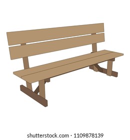 Bench park vector retro illustration white background isolated seat chair outdoor garden