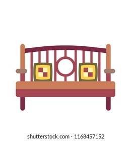Bench with pillows icon in flat color design vector illustration