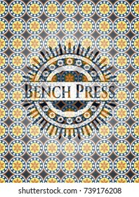 Bench Press arabic emblem background. Arabesque decoration.