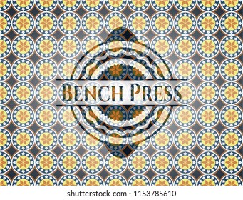 Bench Press arabic style badge. Arabesque decoration.