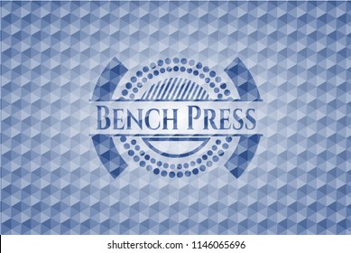Bench Press blue emblem with geometric pattern.