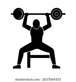 Bench Press Chest Workout Exercise Gear Silhouette Vector Art Illustration