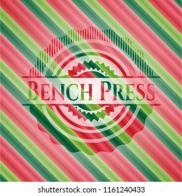 Bench Press christmas colors emblem.