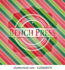 Bench Press christmas emblem background.