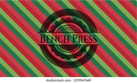 Bench Press christmas emblem background.