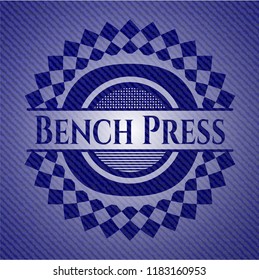 Bench Press emblem with denim texture