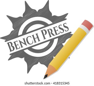 Bench Press emblem drawn in pencil