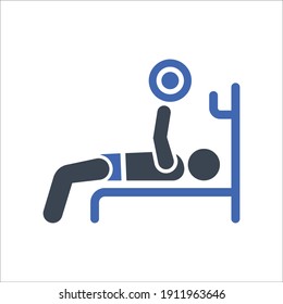 Bench press exercise icon, Vector graphics