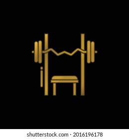 Bench Press icono metálico chapado en oro o vector de logotipo