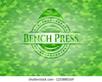 Bench Press green emblem with mosaic background