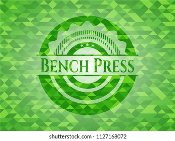 Bench Press green emblem with triangle mosaic background