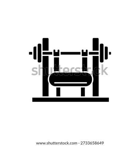 Bench Press Gym Strength Icon - Minimal Vector, Outline - Glyph Style, UI UX App Web Design, Wellness Nature Spa Branding Icon