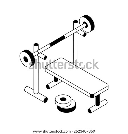Bench press icon creatively designed in isometric style