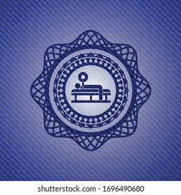 bench press icon with denim texture
