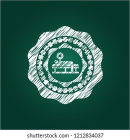 bench press icon drawn with chalkboard texture