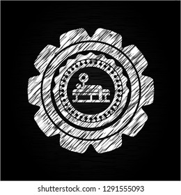 bench press icon drawn on blackboard