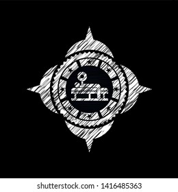 bench press icon drawn on blackboard