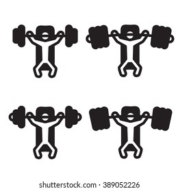 Bench press icon in four variations. Vector illustration. 
