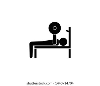 Bench press icon in glyphstyle. Gym icon isolated on white background. training activities at the fitness center using a barbell.- vector