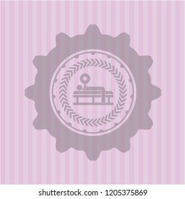 bench press icon inside badge with pink background