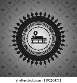 bench press icon inside black badge