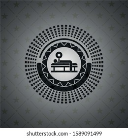 bench press icon inside black emblem