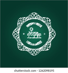 bench press icon inside chalk emblem