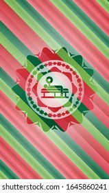 ícono de prensa en el interior de la insignia de estilo navideño..