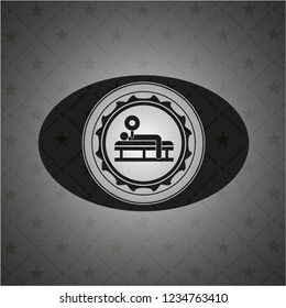 bench press icon inside dark badge or emblem