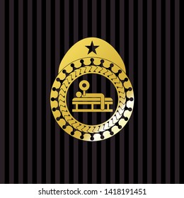 bench press icon inside gold shiny emblem