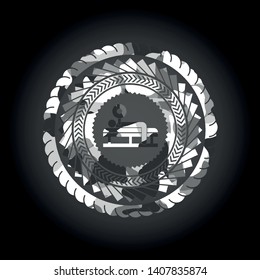 bench press icon inside grey camo texture