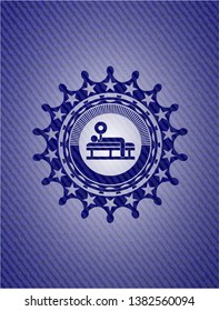 bench press icon inside jean background