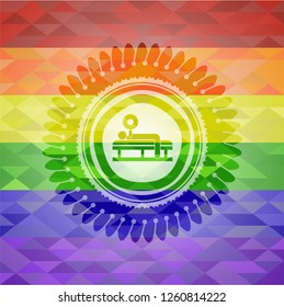 bench press icon inside lgbt colors emblem 