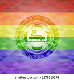 bench press icon inside lgbt colors emblem 