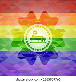 bench press icon inside lgbt colors emblem 