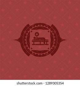 bench press icon inside red icon or emblem
