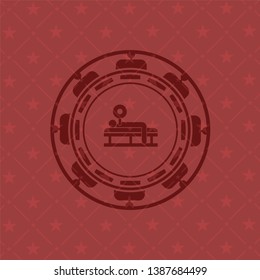 bench press icon inside red icon or emblem