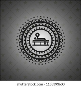 bench press icon inside retro style black emblem