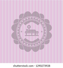 bench press icon inside retro style pink emblem