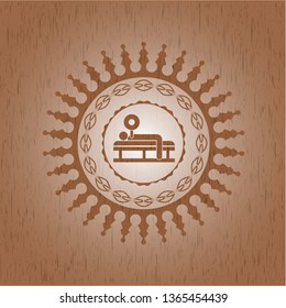 bench press icon inside wood signboards