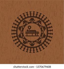 bench press icon inside wood signboards