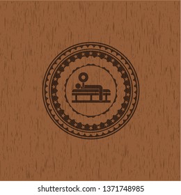 bench press icon inside wooden signboards