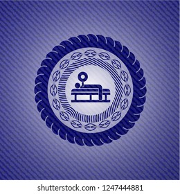 bench press icon with jean texture
