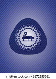 bench press icon with jean texture