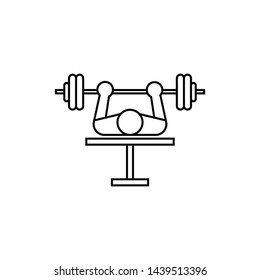 Bench press icon in line style. Gym icon isolated on white background. training activities at the fitness center using a barbell.- vector
