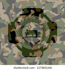 bench press icon on camo pattern
