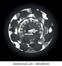 bench press icon on grey camo pattern