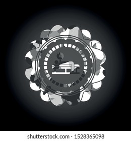 bench press icon on grey camo texture