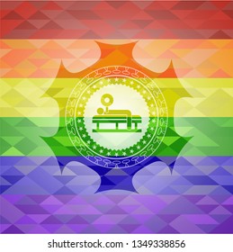 bench press icon on mosaic background with the colors of the LGBT flag